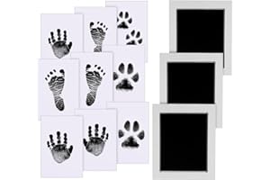 Zemiu Huellas Bebé Recién Nacido Tinta 3Pcs,Estándar Grande 10 x 8.1 cm Kit Huellas Bebe Recien Nacido, Almohadillas de Tinta 100% Segura,No Tóxicas, No se Mancha,Kit Huella del Mascota