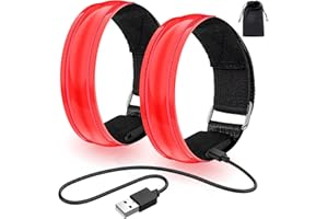 lanpard LED Bracciale di Ricarica USB, 2 Pezzi Braccialetto LED Bracciale Catarifrangente per Running, Bici, Corsa Notturna, Correre