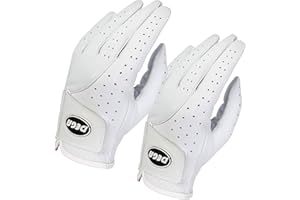 Dega - Guanti da golf in 100% cabretta in pelle, da donna, con impugnatura morbida al tatto, colore: bianco