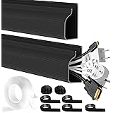 Cable Tidy, Cable Management, Desk,Cable Covers for Office and Home, Black, 2pcs