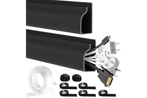 REFLYING 2 Confezioni Canalina Passacavi Canalina del Cavo del Canale J con Nastro Adesivo Canalette Elettriche per Nascondere Cavi, Nero, 2 x 40cm