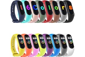 Hianjoo Bracelet Compatible pour Xiaomi Mi Band 4/3, Sport Remplacement Sangle Accessoires en Silicone Compatible pour Mi Smart Band 3/4 [16 Pièces]