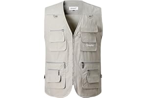 Luckyone Herren Sommer Outdoor Weste Hundeweste mit Vielen Taschen Multifunktionsweste Für Jagd Angeln Camping Ärmellos Jacke Fotografie Wandern Weste