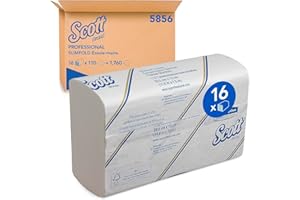 Scott Slimfold Asciugamani Intercalati 5856 1 Velo, Compatti, Assorbenti e Resistenti, Tecnologia Airflex, Compatibili con Dispenser Aquarius U7024, 16 Confezioni x 110 Fogli (1.760 Totali)