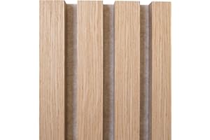 Masquepack – Set de 2x Paneles Acústicos Decorativos de Madera Roble Natural MDF 240x60 cm - Paneles Decorativos para Pared, Absorción de Sonido y Diseño Moderno (240x60 cm - Beige, 2)