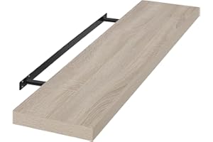 EUGAD Mensola a Muro, Scaffale Parete in Legno MDF, 80x22,9x3,8 cm, Quercia, Mensola Multiuso a Scomparsa Decorazione per Soggiorno, Camera da Letto, Salotto