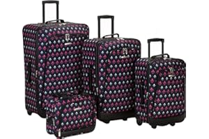 Rockland Reaction - Juego de Equipaje Vertical de 4 Piezas, Negro (Black Icon), 4-Piece Set (14/19/24/28), Reaction - Juego de Equipaje Vertical de 4 Piezas