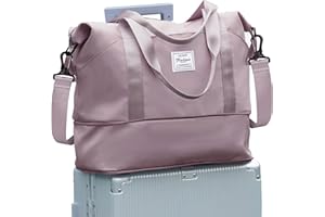 SEAFEW Bolsa de Viaje 40x20x25 para Ryanair,Bolsa de Mano Equipaje de Fin de Semana 40x30x20 para Mujer,Impermeable Bolsa de Deporte para Gimnasio,Bolso de Natación para Playa,A21-Violeta Rosa