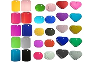 CDIYTOOL 90 szt. kolorowych pustych nieśmiertelników dla psów, identyfikatory zwierząt domowych, puste nieśmiertelniki, ręcznie ze stopu aluminium, spersonalizowane puste imię, numer telefonu z