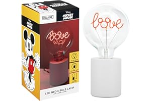 Paladone, Lampada con lampadina neon a LED decorativa con Topolino della Disney, con lampadina in vetro E27, regalo da collezione con licenza ufficiale, luce divertente per camere da letto e case