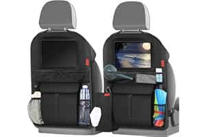 YOOFAN Protezione Sedile Auto,2 Pezzi Impermeabile Sedile Posteriore Auto Organizzatori, Organizer Bambino per Sedile Auto, Supporto per iPad/Tablet 10”,1 Gratis Porta fazzpletti
