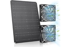 Gerbala Ventilateur Solaire 15W, Double Ventilateur Exterieur avec Panneau Solaire et Cable de 2,9m, Aspiration & Extraction, Étanche, Extracteur d'air Solaire pour Serres, Poulaillers et Niches