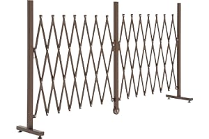 Outsunny sax avstängningsgaller saxlås utdragbar 52–405 cm trädgård aluminium brun H103,5 cm