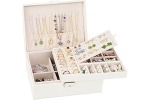 LDERFIV Porta Gioielli Donna, Scatola di Gioielli da Viaggio a 2 Strati, Grande Gioielli Scatola Organizer, Portagioielli Cofanetto Portagioie Donna Ragazza per Anelli Bracciali Orecchini Collane