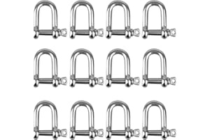 STOUCLA Manille en forme de D, manille à anneau en D en acier inoxydable 304, manille en acier inoxydable M4, manille en D, manille en D en acier inoxydable, manille à anneau en D droite, 12 pièces