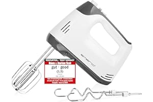 ‎EMERIO EMERIO elektrischer Handmixer Handrührer Mixer Handrührgerät mit 400 Watt 5 Geschwindigkeiten & Turbotaste extra lange Schneebesen + Knethaken aus Edelstahl (geschirrspülgeeignet) BPA-frei HM-130365