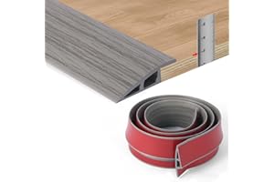 MAGOSIS 1.2M Self-Adhesive Floor Transition Strips Carpet Trim Strong Adhesive, Ideal for Carpet, Laminate, and Tile Thresholds, Doorways, and Edging (Supports 7–10mm Height Difference,Grey Wood Grain)