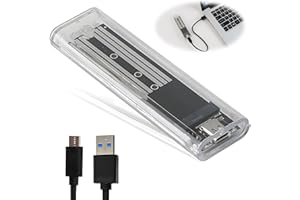JRILUO Caja Transparente M.2 SSD SATA NGFF USB 3.1 Gen2 5 Gbps, Carcasa Externa Solo Compatible con SSD M.2 SATA B-Key/B+M-Key, No Compatible con NVMe, Enclosure Portátil Plug and Play