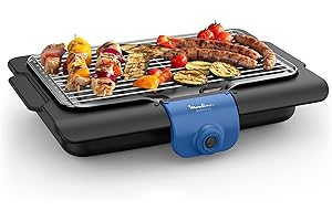 Moulinex Accessimo Barbecue électrique de table, Barbecue d’extérieur, 2100 W, Nettoyage facile, Bac à eau, Réduction de la fumée et des odeurs, Fabriqué en France BG134812
