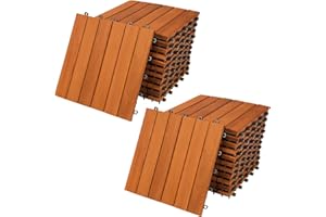 DEUBA Casaria 22x Baldosas de Madera de Acacia 30x30cm 2m² Certificado FSC® Losetas Jardín Terraza Balcón