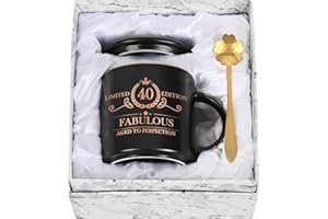 Joymaking Prezent na 40. urodziny dla kobiet, kubek do kawy z opakowaniem prezentowym, prezent urodzinowy dla matki, współpracownika, przyjaciela, szefa, filiżanka do kawy na urodziny, Boże