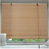 Natural Bamboo Roller Blinds Customizable Width - 45 To 180 Cm Wide Roman Shades With Lift Cord, Anti-UV Privacy-993964