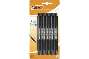 BIC Soft Feel Click Grip Ballpoint Pens, 1.0 mm Retractable Point, Soft-Touch Rubber Grip, Black, pack of 15