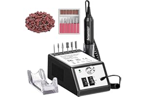 JIASHENG Professional Nail Drill, 20000rpm Electric Nail File, Portable Electric Manicure Drill for Acrylic Nail Gel Nails Drill Kit for Beauty Salon and Home Use(Black)