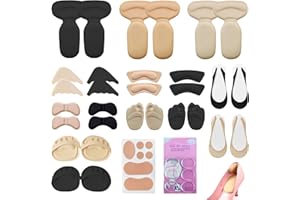 FRSTEM 17 Paar Vorfußpolster und Fersenkissen-Set,Schuhfüller Schuhpads ink verstellbaren Zehenfülleinsätzen Vordere Einlegesohlen Ballenpolster Fersenpolster Ferseneinlagen Fersenschutz Für Männer Frauen