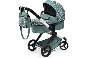 Bayer Design 17058AA Cochecito de muñeca Combi Xeo, Carro para muñecos, Bolsa, Convertible, Regulable en Altura