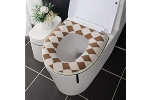 COSYSPARKS Pokrowiec na deskę sedesową, Checked ciepły pokrowiec na deskę sedesową z zamkiem błyskawicznym wodoodporna zmywalna osłona toalety z antypoślizgowym uchwytem miękka pokrywa toalety 38 x 42 cm