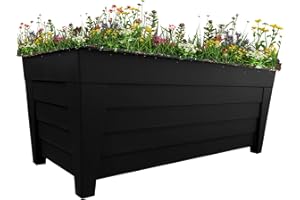 STORM TRADING GROUP 2 Black Grosvenor Troughs 55cm Long Flower Planters For Office, Home, Balconies, Gardens, Greenhouses, Decking & Patios