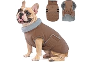 Hjumarayan Hundemantel Französische Bulldogge, Wattierend Jacke Warme Mantel Hund Geschirröffnung, Wintermantel Gefüttert für Französische Bulldogge, Mops, Westie (Braun M)