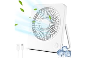 Hianjoo Mini wentylator biurkowy, przenośny wentylator, wentylatory stołowe z kablem typu C do nauki, pracy, spania - biały