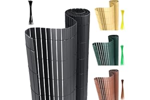 SWANEW Recinzione in PVC, Canniccio Frangivista Privacy Tappetino, Paravista paravento per Balcone, Giardino, terrazza e Piscina, Protezione Vento, Resistente ai Raggi UV, Grigio (100 x 400 cm)