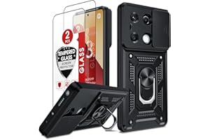 LeYi Etui do Redmi Note 13 Pro 4G (nie dla 5G) / Xiaomi Poco M6 Pro 4G ze szkłem hartowanym, etui ochronne na aparat [Slidable] Odporny na wstrząsy z pierścieniem TPU zderzak, odporny na wstrząsy