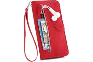 EasyShow Mobile Phone Case for Oukitel C32 Wallet Case, Oukitel C32 Wallet Magnetic Closure and Flip Stand Case, Embossed Pattern Cover for Oukitel C32-Red