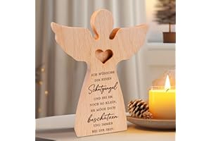 ‎OKIYID OkiyiD Taufe Geschenke für Mädchen Jungen,hölzerner Schutzengel für Kinder Baby Kommunion Konfirmation Taufe Geschenke, Glücksengel Andenken