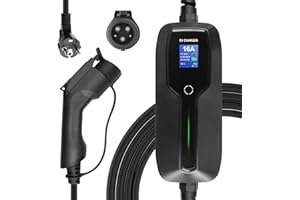 Morec Type 1 Chargeur ev 2,2/3,6kw Chargeur Voiture Electrique Cable de Recharge commutable 10 / 16A EV avec écran Schuko 2 Broches SAE J1772 EVSE 6m / 20ft