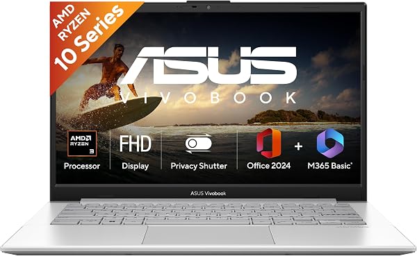 ASUS Vivobook Go 14 (2026),AMD Ryzen 3 30 Processor,AMD Radeon iGPU,8GB RAM,512GB SSD,FHD,14" (35.5 cm),Windows 11,M365 Basic(1Y)* Office 2024,Cool Silver,1.38