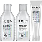 REDKEN Acidic Bonding Concentrate, Shampoo, Conditioner & Leave-In Treatment Set, Bond Repair for Damaged Hair, Trio Bundle