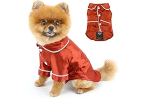 PAIDEFUL Soft Faux Silk Sleepwear for Small Dogs Cats Lapel Doggie Loungewear Lightweight Breathable Puppy Pajamas PJS Two-Legged Pet Shirt Clothes Summer Chihuahua Apparel Button Up,Burgundy,S