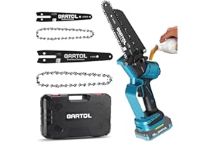 GARTOL Akku Kettensäge 8 & 6 Zoll,1000W Bürstenloser Mini Kettensäge mit Automatische Kettenschmierung,Werkzeuglose Kettenspannung,Kompatibel mit Makita 18V Akku (ohne Akku)