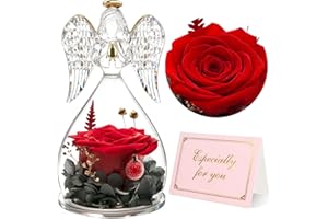 ‎YAMONIC Yamonic Ewige Rose Engel Geschenke für Frauen,Engel Figur Geschenke für Mama,Ewige Rose im Glas Geschenke für Oma,Schutzengel Geschenk Weihnachten,Geburtstagsgeschenk für Frauen, Muttertagsgeschenke