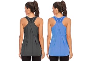 Nekosi Women's Workout Gym Tank Tops Yoga Sports Vest Loose Fit Sleeveless Mesh Backless Running Activewear