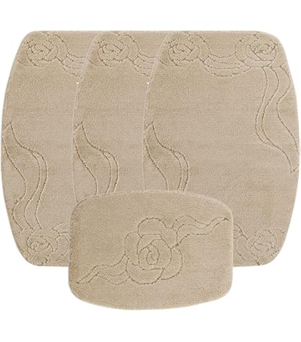 Set De 4 Tapis Lavables Romany 2020 – Design Bohème – Taille Standard Antidérapant – Couleur Beige Clair