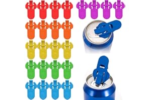 Paotxpum 24 PCS Manual Easy Can Opener Colorful Drink Can Protector Cap Leakproof Soda Top Ring Opener Tool for Pop Coke Beer Tab, Premium Plastic Shields Can Openers Can Prevent Dust at The Party