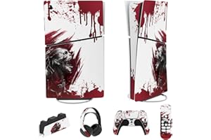 PlayVital Full Set Skin Sticker für ps5 Slim Konsole Digital Edition,Aufkleber Vinyl-Skin Stickers Schutzfolie Folie für ps5 Controller,Ladestation, Headset,Medienfernbedienung-Blood Zombie
