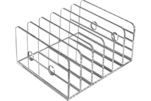 Deefongo Mail Organizer Countertop, 6 Grids Vertical Acrylic Desktop File Holder, Mail Sorter Holder, File Rack Stand Letter Sorter, Clear Desk Organizer for Envelope Document