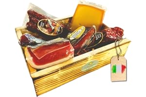 ‎BAVAREGOLA BAVAREGOLA Geschenkekiste mit Südtiroler Spezialitäten die "6er Marende" - Präsentkorb gefüllt mit Speck, Käse, Salami & Schinken von Viktor Kofler/Lana - Genuss Geschenk für Männer & Frauen